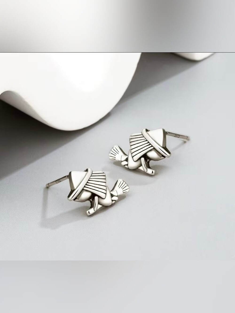 $8 Each Or Bundle 5/$20 Silver Flying Witch On a Broom Stud Earrings